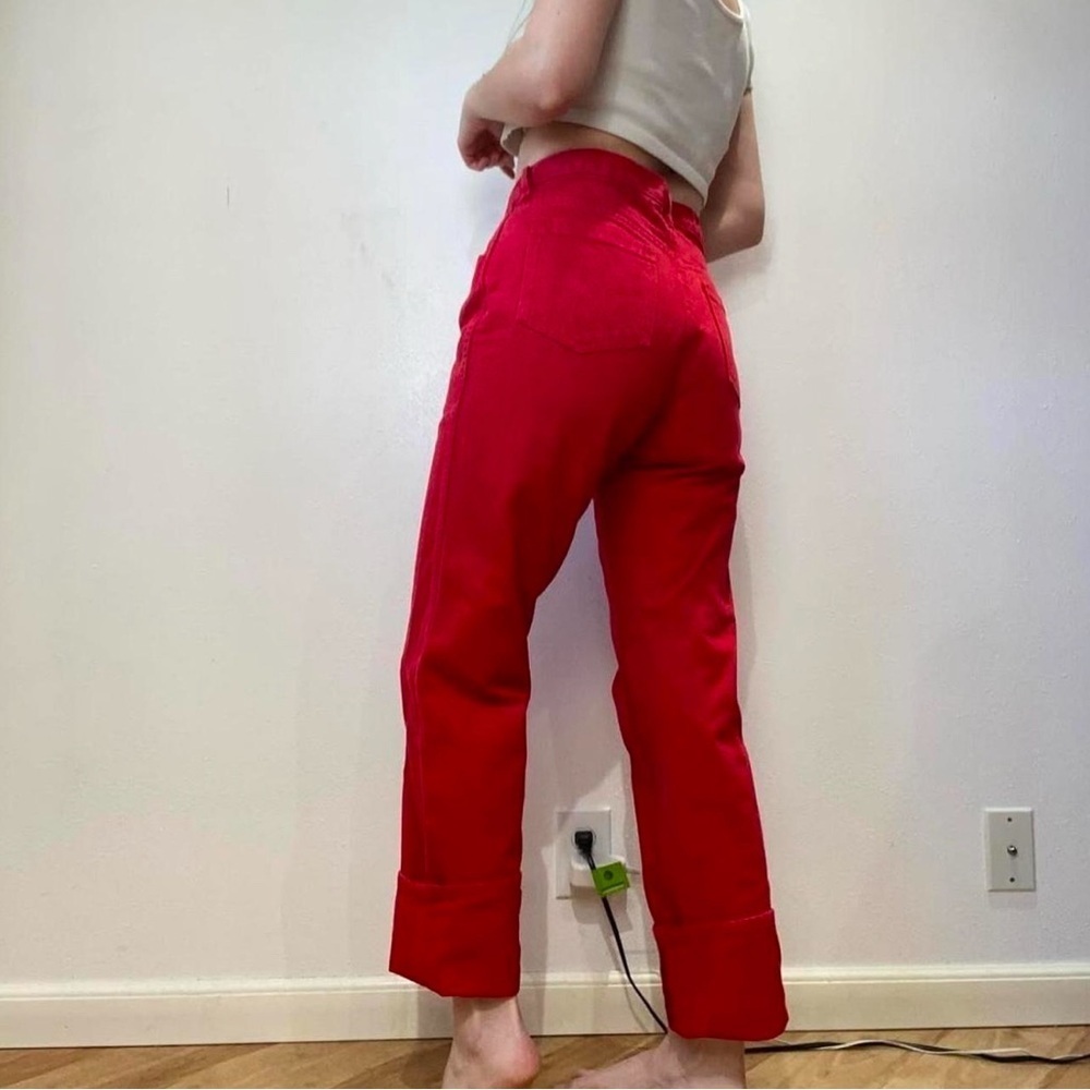 Calvin Klein Women's High Rise Red Jeans - Picture 3 of 6